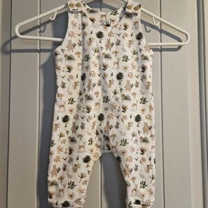 Sofia Woodland Print Baby Romper - White & Green